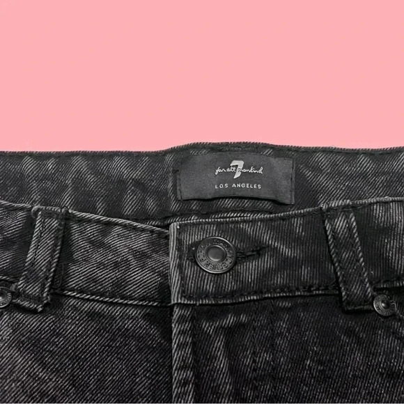 7 For All Mankind Size 28” Women’s Jeans Black Denim Short - Picture 3 of 9